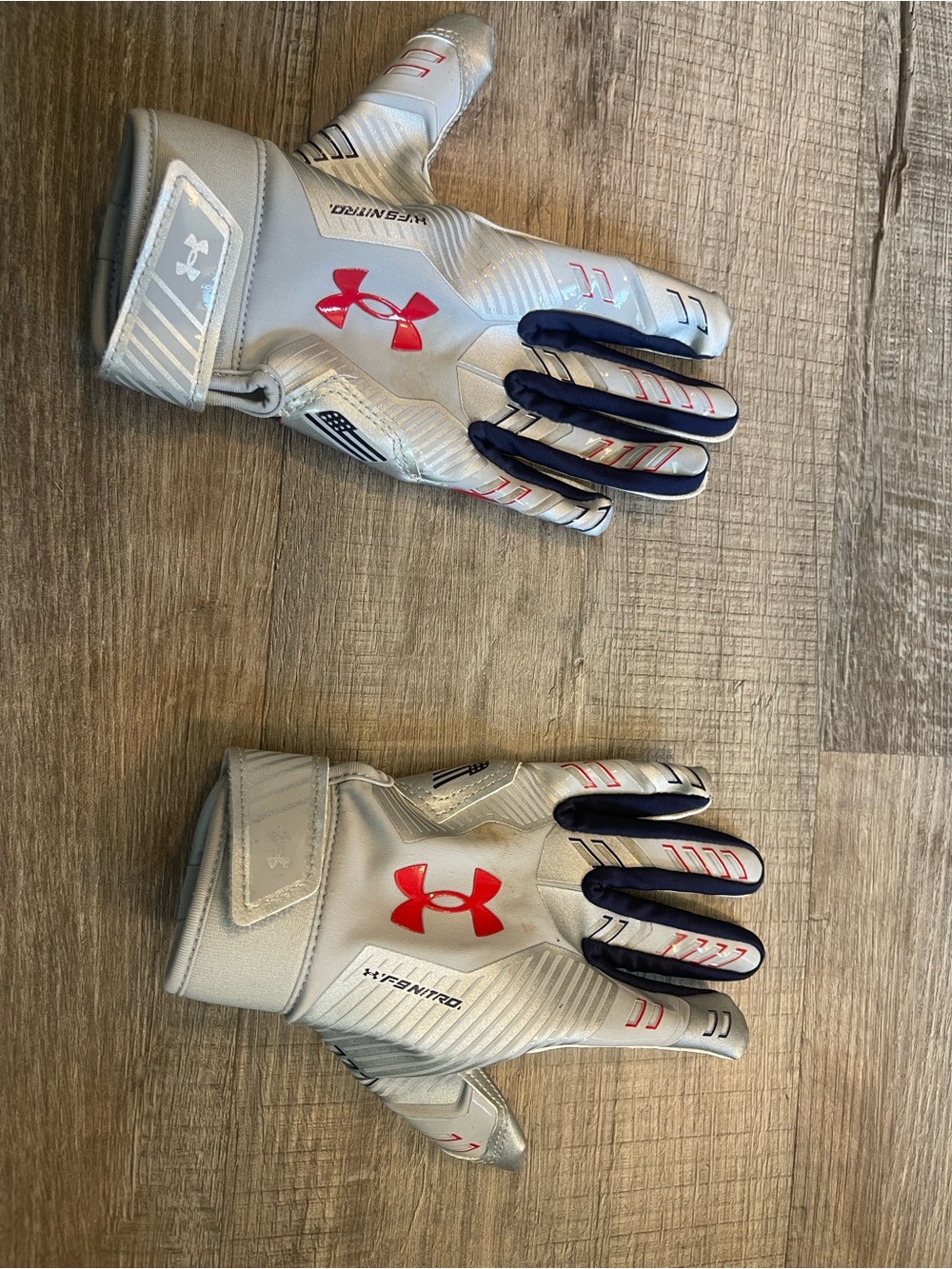 Under Armour Kids Football Gloves with Red & Blue Star Accent